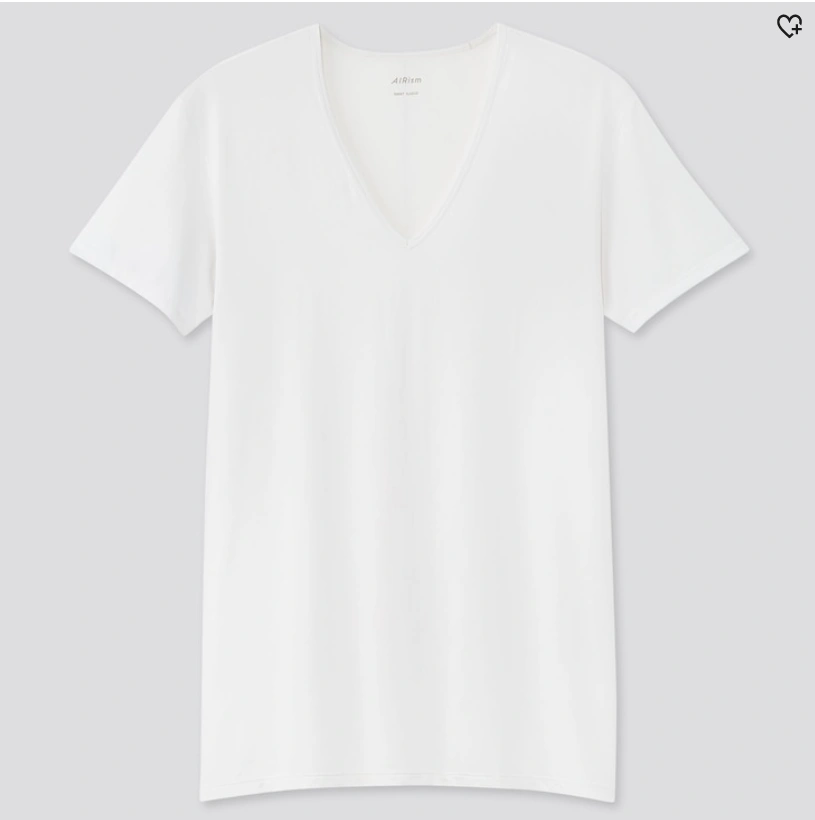 white AIRism V neck t-shirt